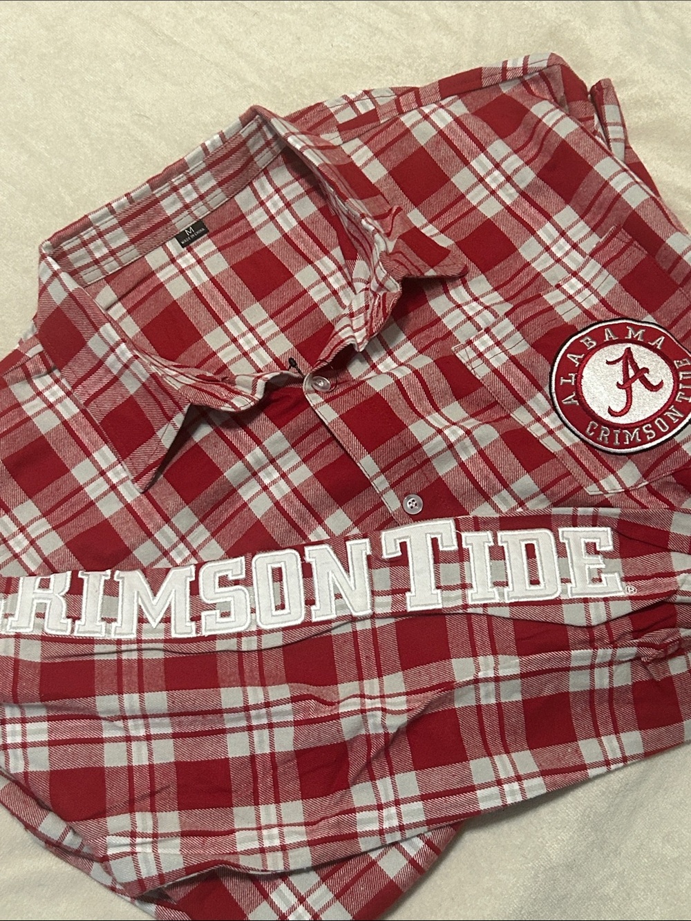 NEW Forever Collectibles Alabama Crimson Tide Plaid Button Up Flannel Shirt M